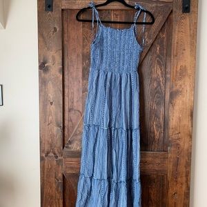 Blue striped Spaghetti Strap Maxi dress